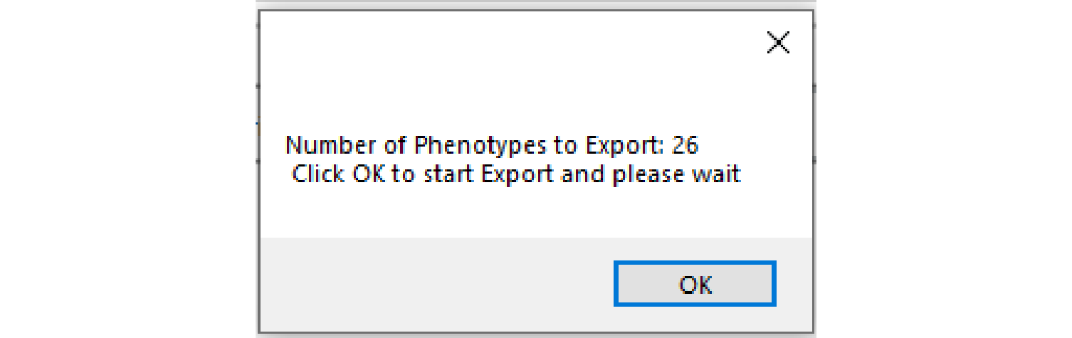 Export confirmation window