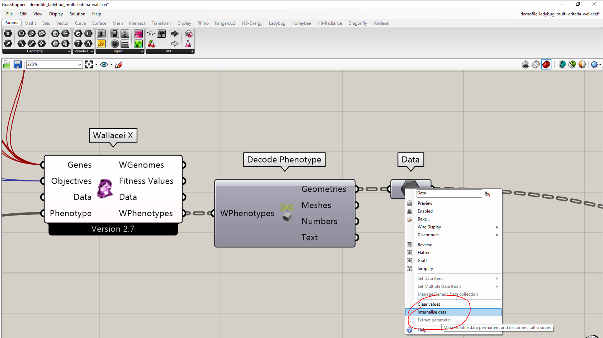 use decode component to retrieve the geometry from the Wallacei X component